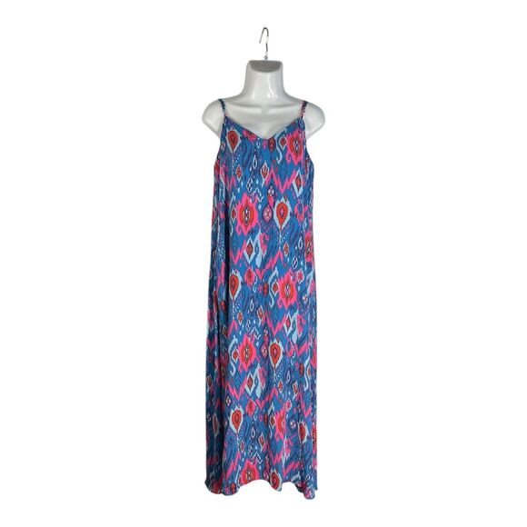 Emily Wonder Dresses & Skirts - Emily Wonder Blue Paisley Sleeveless Maxi Dress Stretch Pocket Boho Sundress